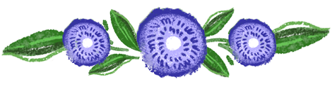 Illustrated three purple flower garland